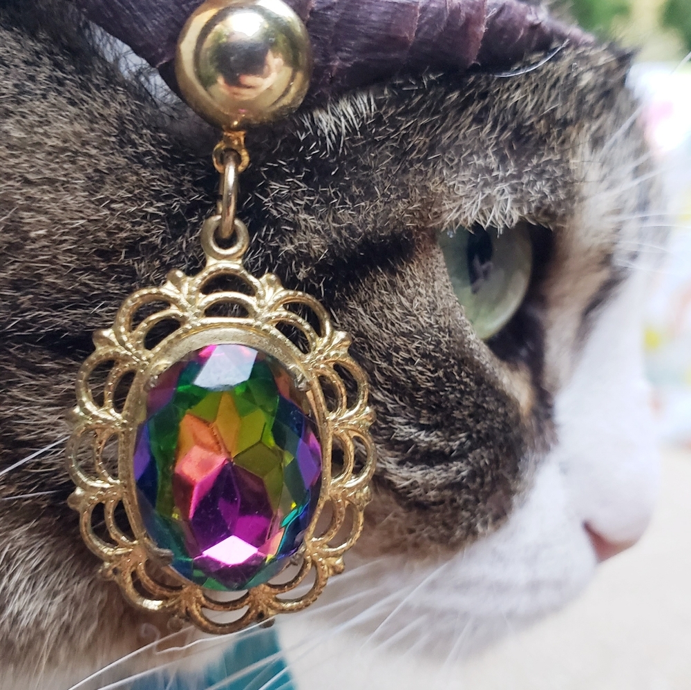 Vintage Faux Mystic Topaz Oversized Earrings